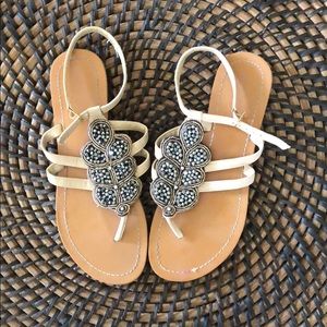 Sparkly Flat Sandals with Ankle Strap